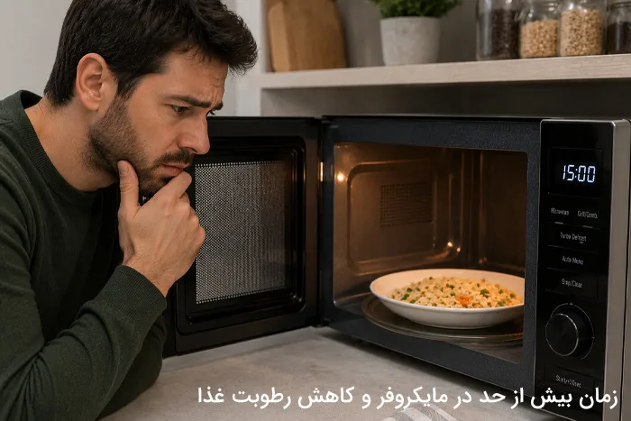 زمان بیش از حد در مایکروفر و کاهش رطوبت غذا
