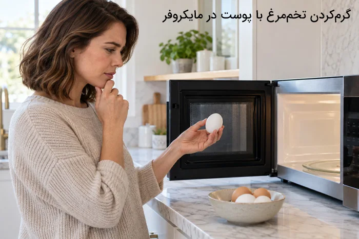 گرمکردن تخممرغ با پوست در مایکروفر